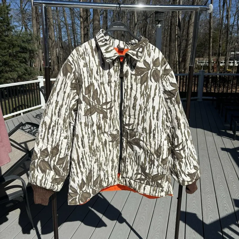 Vintage Walls Reversible Arctic Camo Coat Orange Hunting Jacket Mens Large 90s